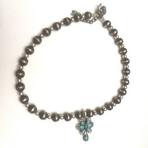 Carolyn Pollack Turquoise and silver cross necklace.